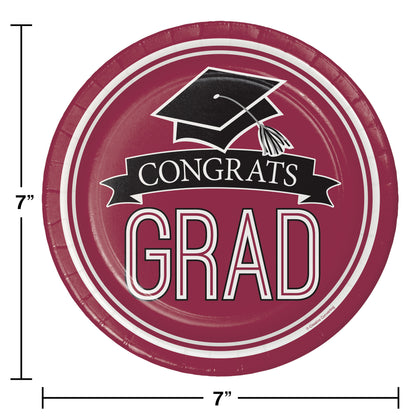 Burgundy 7in Paper Plate 18ct | Graduation