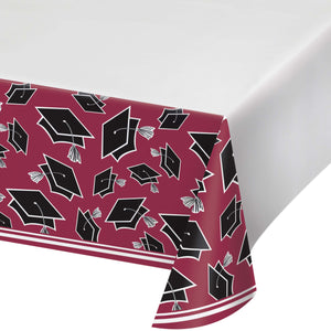 Burgundy Plastic Table Cover | Graduation
