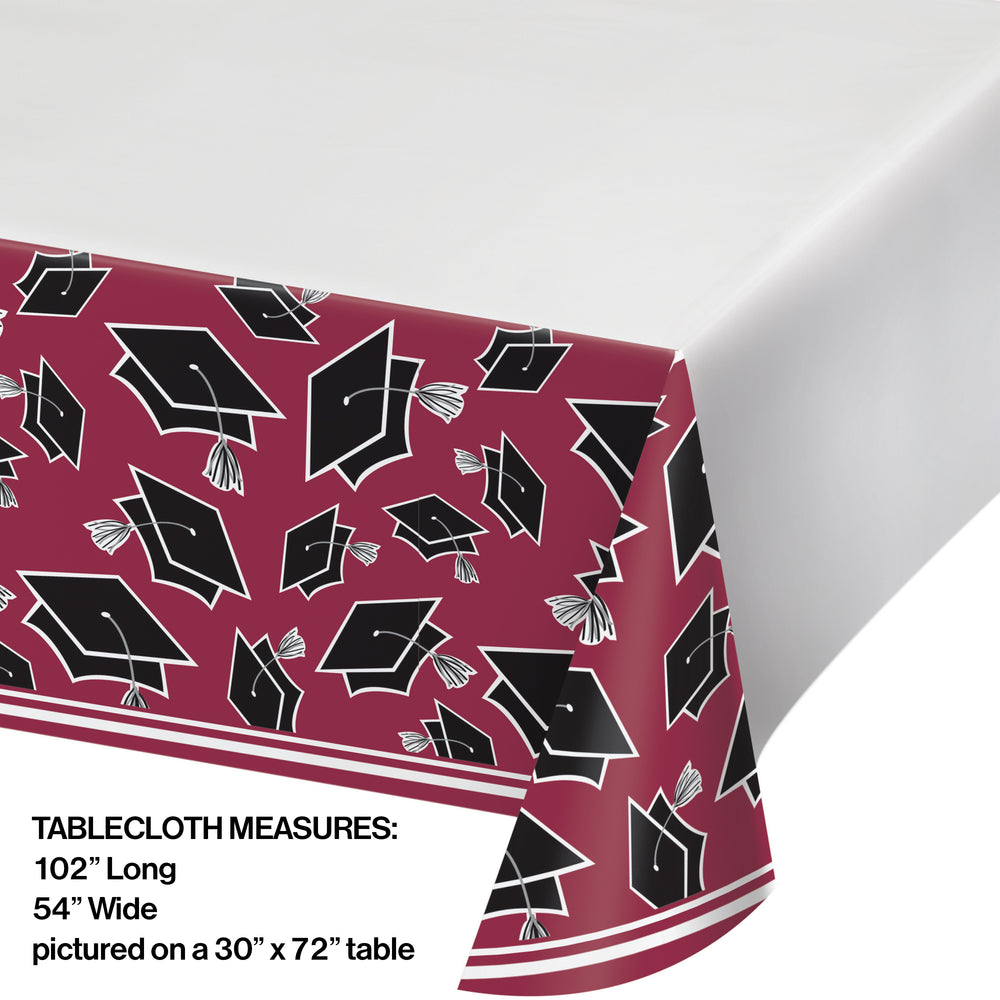 Burgundy Plastic Table Cover | Graduation