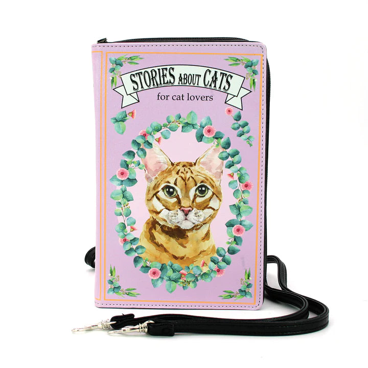 Stories About Cats Book Clutch Bag In Vinyl