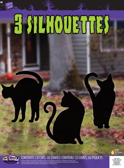 16" Black Cat Yard Silhouettes - 3 Pack