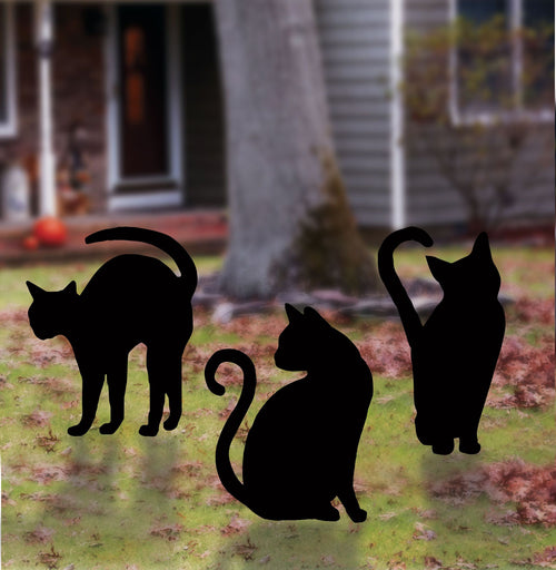 16" Black Cat Yard Silhouettes - 3 Pack