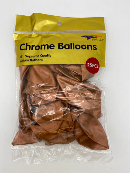12″ Chrome balloons, 25 PCS | Chrome Rose Gold
