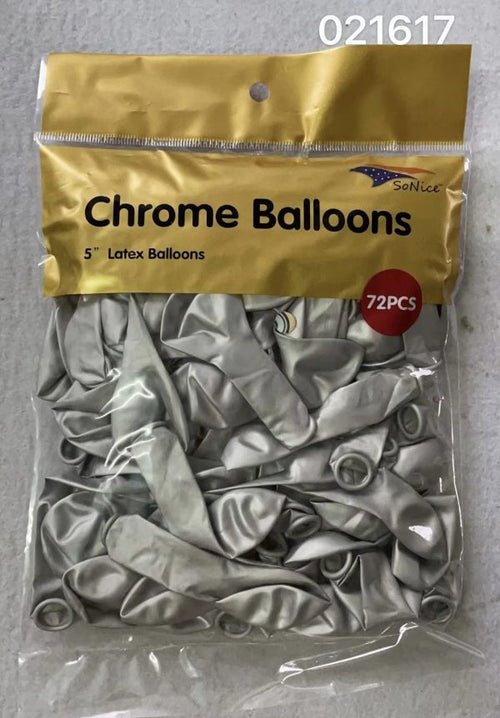 5" Latex Balloons 72pcs/bag | Chrome Silver