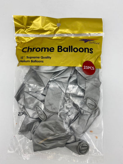 12″ Chrome balloons, 25 PCS | Chrome Silver