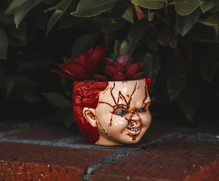 CHILD'S PLAY CHUCKY 3-INCH CERAMIC MINI PLANTER WITH ARTIFICIAL SUCCULENT
