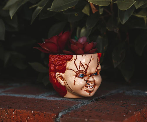 CHILD'S PLAY CHUCKY 3-INCH CERAMIC MINI PLANTER WITH ARTIFICIAL SUCCULENT