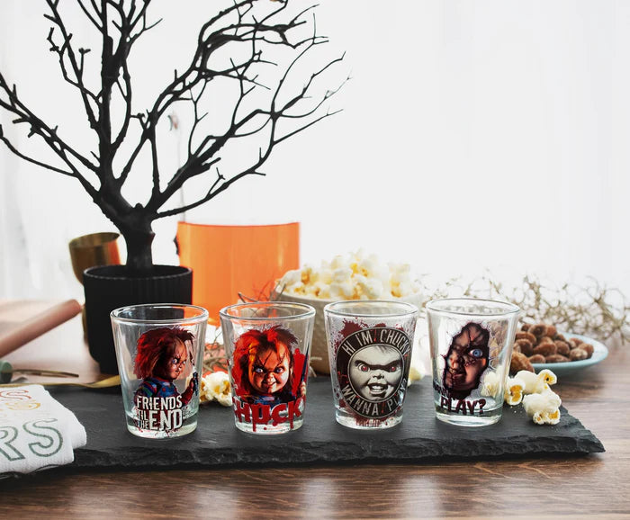 CHILD'S PLAY CHUCKY 2-OUNCE MINI SHOT GLASSES | SET OF 4