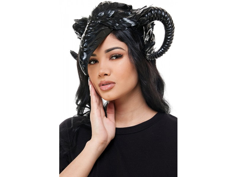 Black Crow Headpieces with Horns