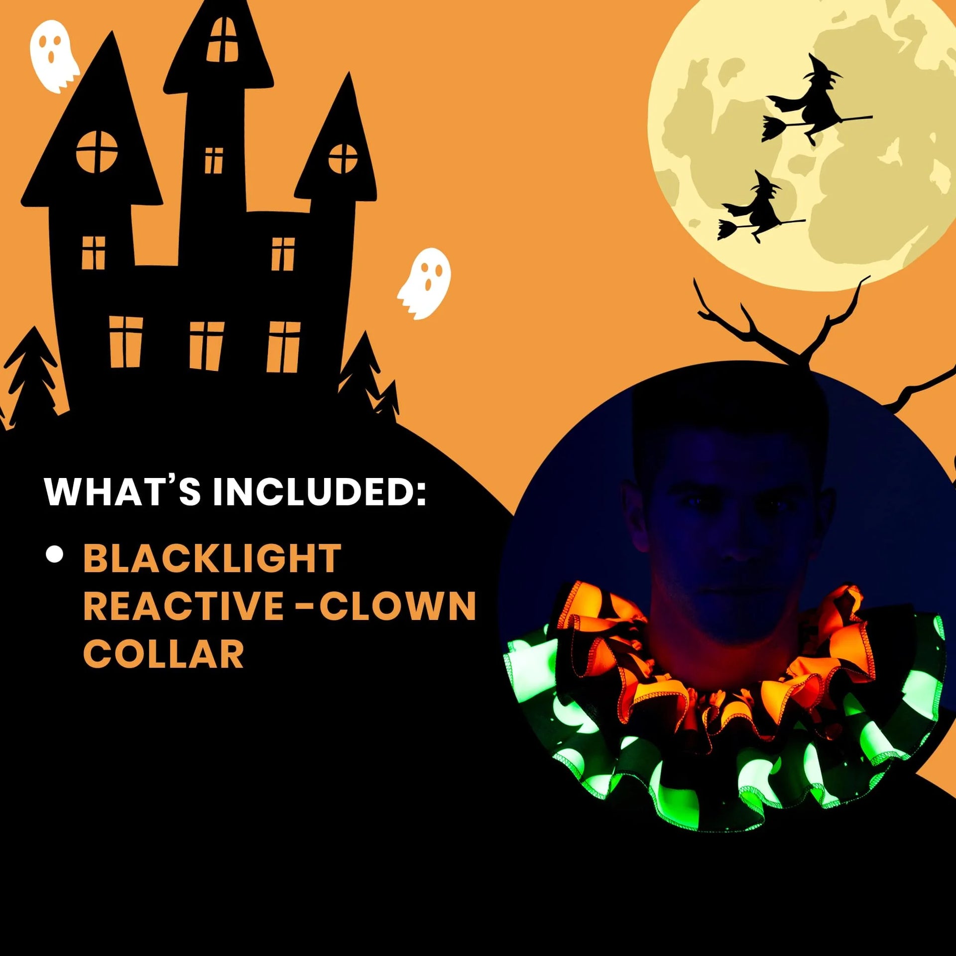 Black Light Reactive Clown Collar