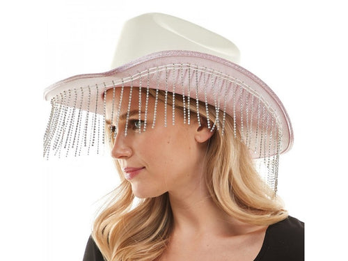 Rhinestone Cowboy Hat | White & Pink