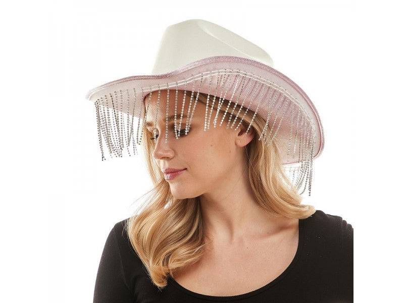 Rhinestone Cowboy Hat | White & Pink