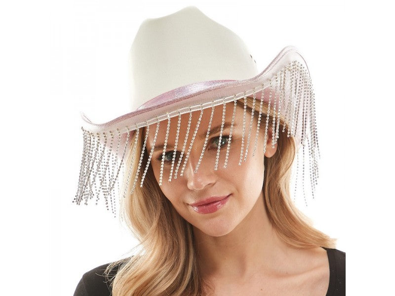 Rhinestone Cowboy Hat | White & Pink
