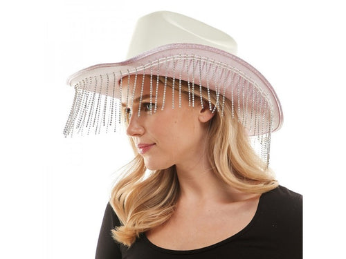 Rhinestone Cowboy Hat | White & Pink