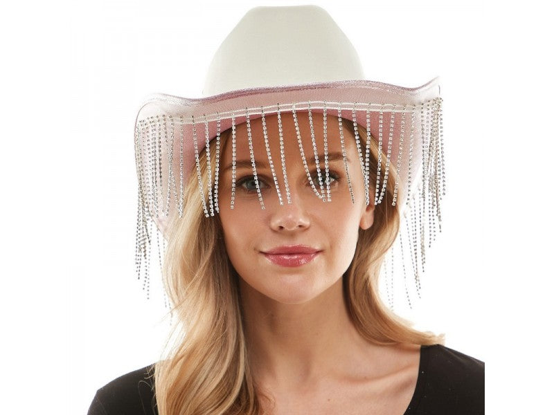 Rhinestone Cowboy Hat | White & Pink