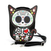 Floral Sugar Skull Cat Shoulder Crossbody Bag | Halloween
