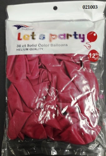 12″ Latex Balloons 36pcs/bag | Fuchsia