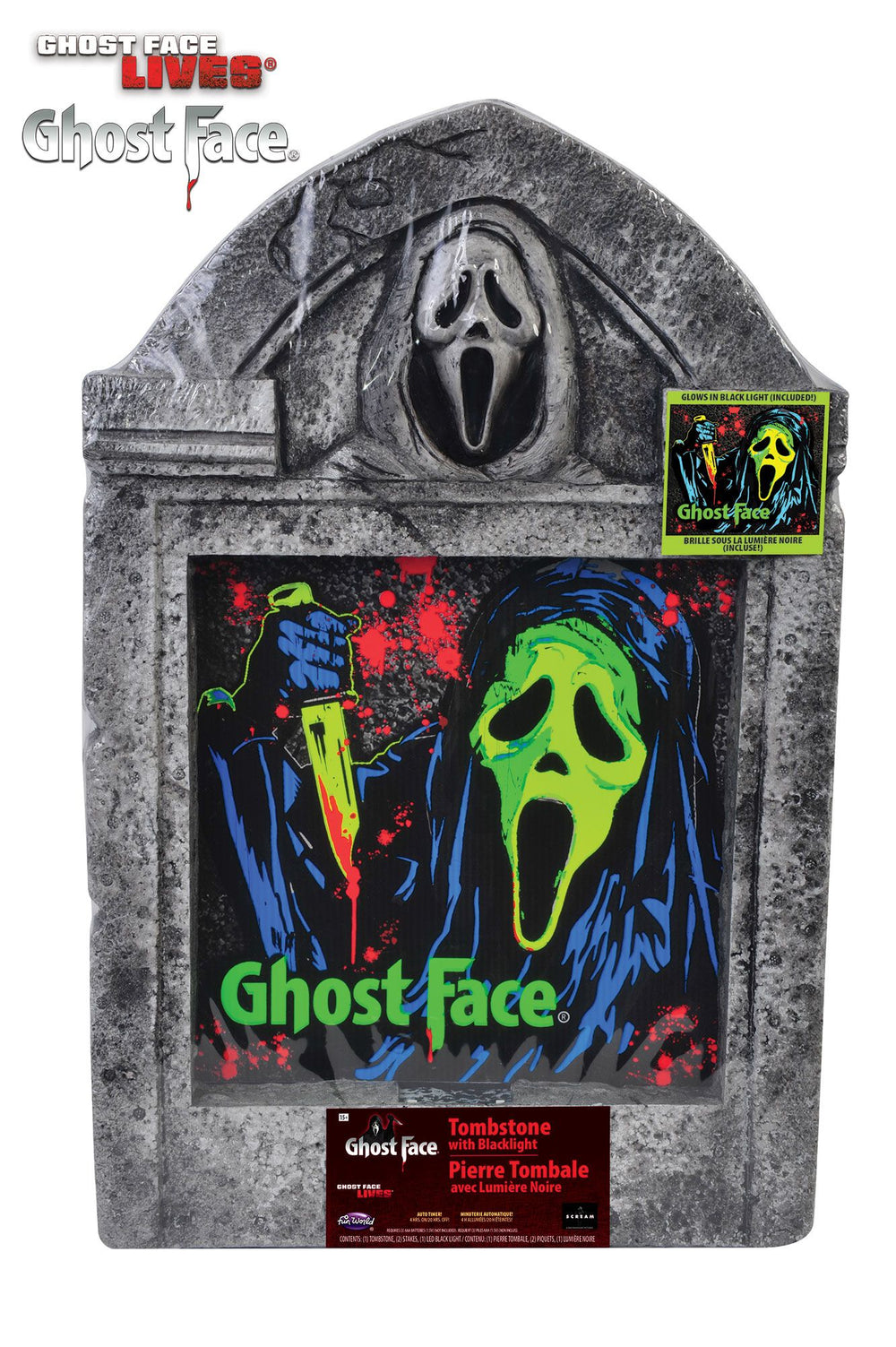 21" Light Up Black Light Responsive Tombstone