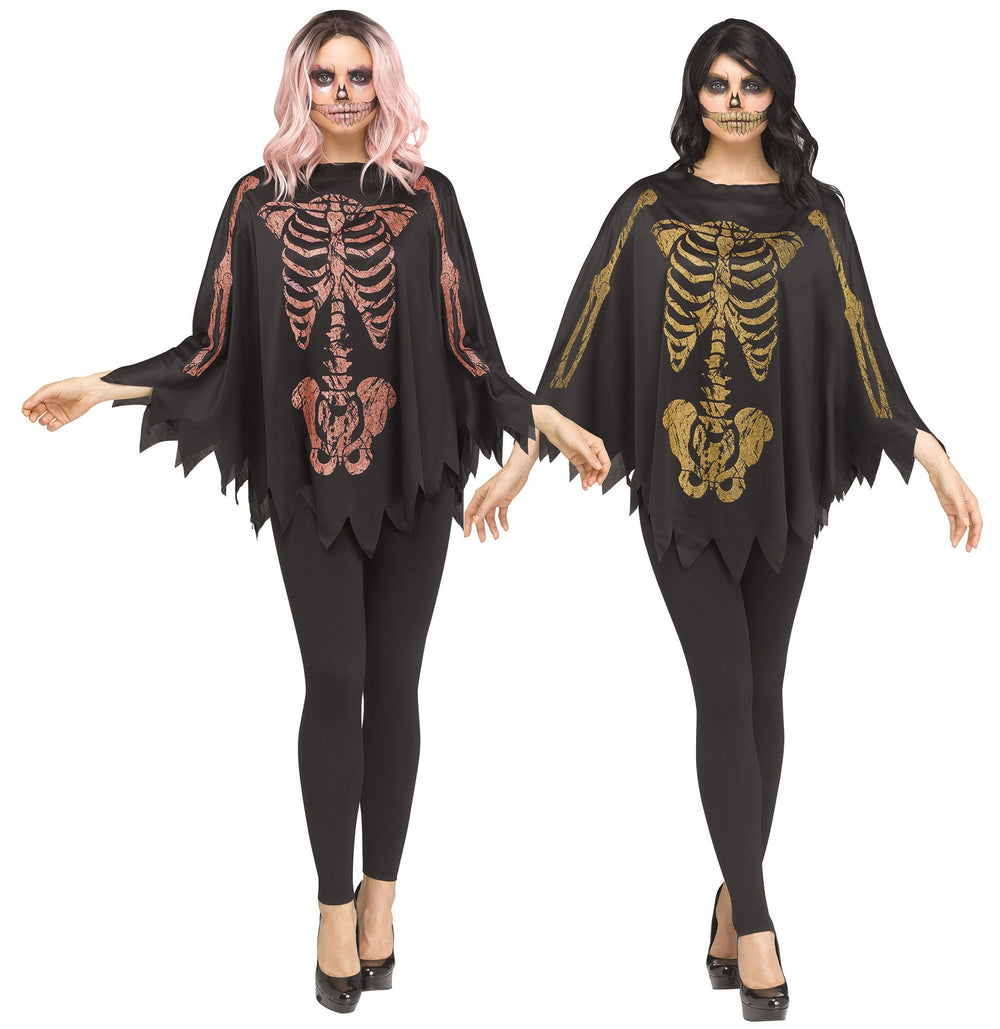 Glitter Skeleton Poncho | Adult