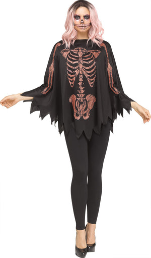 Glitter Skeleton Poncho | Adult