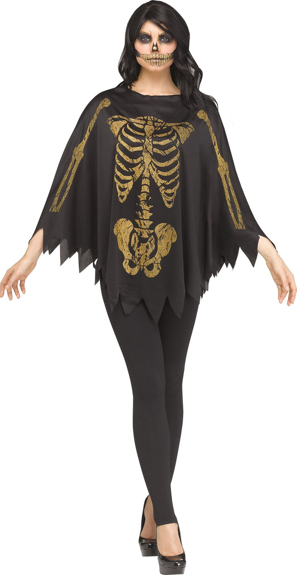 Glitter Skeleton Poncho | Adult