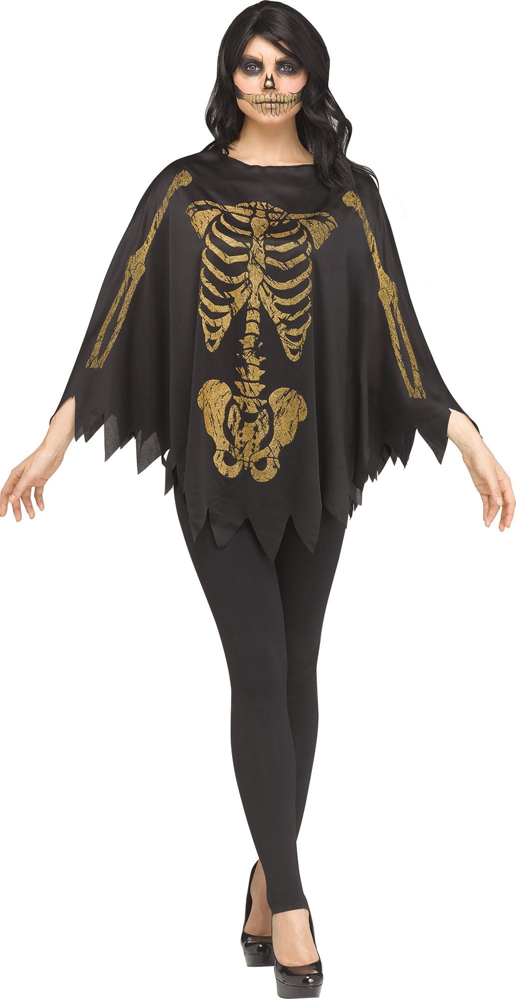 Glitter Skeleton Poncho | Adult