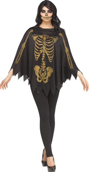 Glitter Skeleton Poncho | Adult