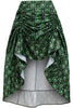 Green & Black Skull Satin Adjustable High Low Skirt