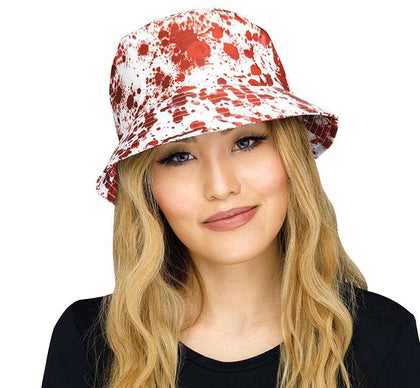 white with blood bucket hat