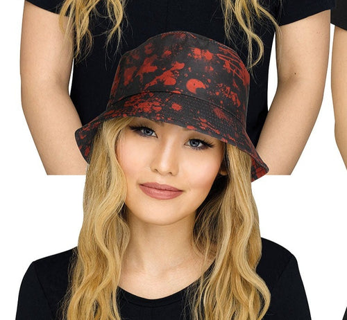 black with blood splats