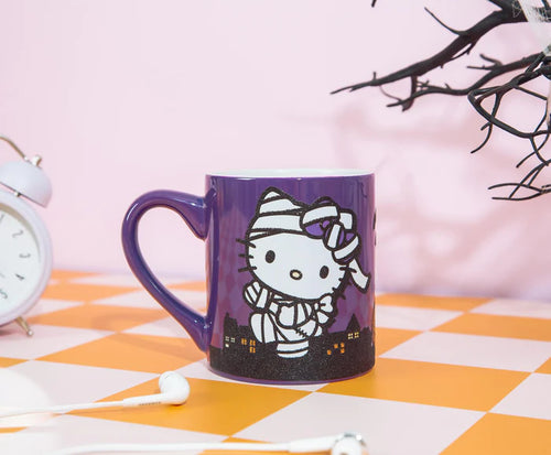 SANRIO HELLO KITTY "HAPPY HALLOWEEN" CERAMIC GLITTER MUG | HOLDS 14 OUNCES