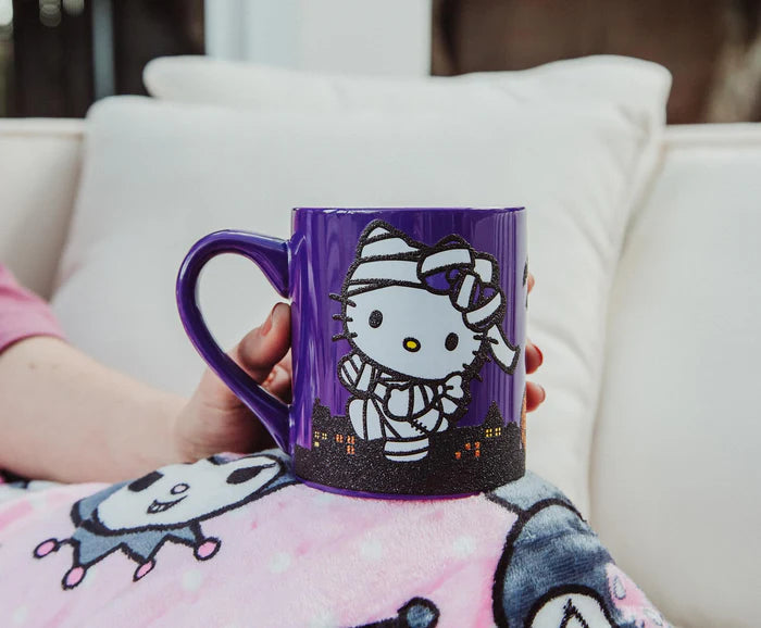 SANRIO HELLO KITTY "HAPPY HALLOWEEN" CERAMIC GLITTER MUG | HOLDS 14 OUNCES