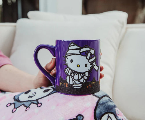 SANRIO HELLO KITTY "HAPPY HALLOWEEN" CERAMIC GLITTER MUG | HOLDS 14 OUNCES