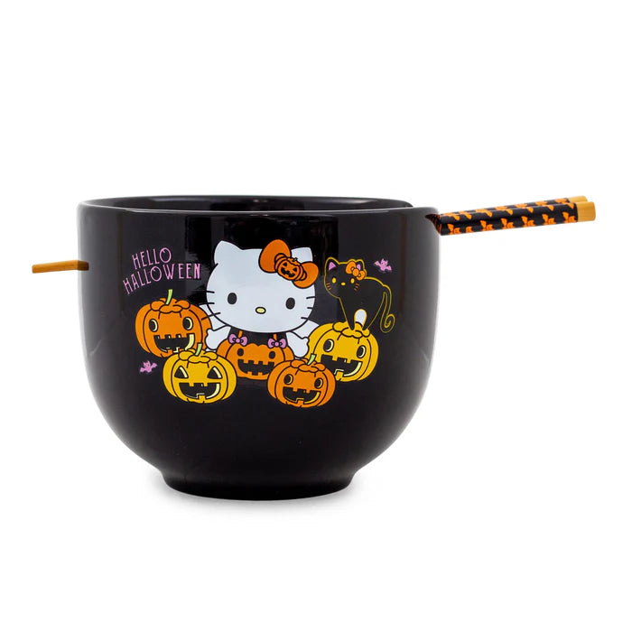 SANRIO HELLO KITTY PUMPKINS 20-OUNCE RAMEN BOWL AND CHOPSTICK SET