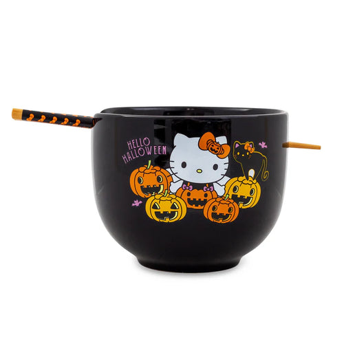 SANRIO HELLO KITTY PUMPKINS 20-OUNCE RAMEN BOWL AND CHOPSTICK SET