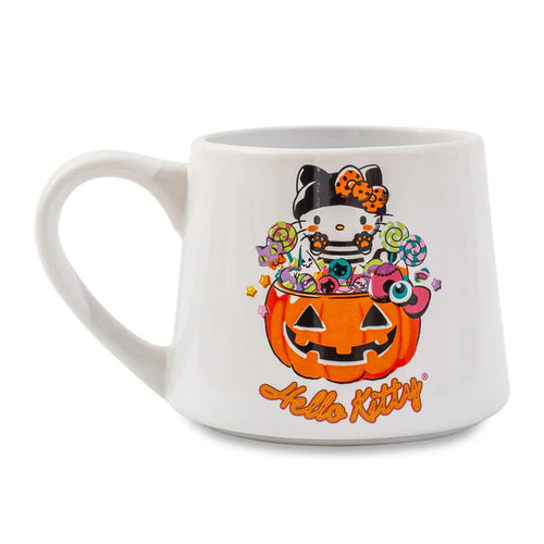 SANRIO HELLO KITTY PUMPKIN CANDY BURGLAR TAPERED POTTERY MUG | HOLDS 14 OUNCES
