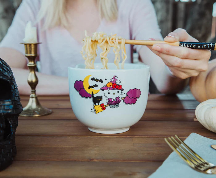SANRIO HELLO KITTY WITCH 20-OUNCE CERAMIC RAMEN BOWL AND CHOPSTICK SET