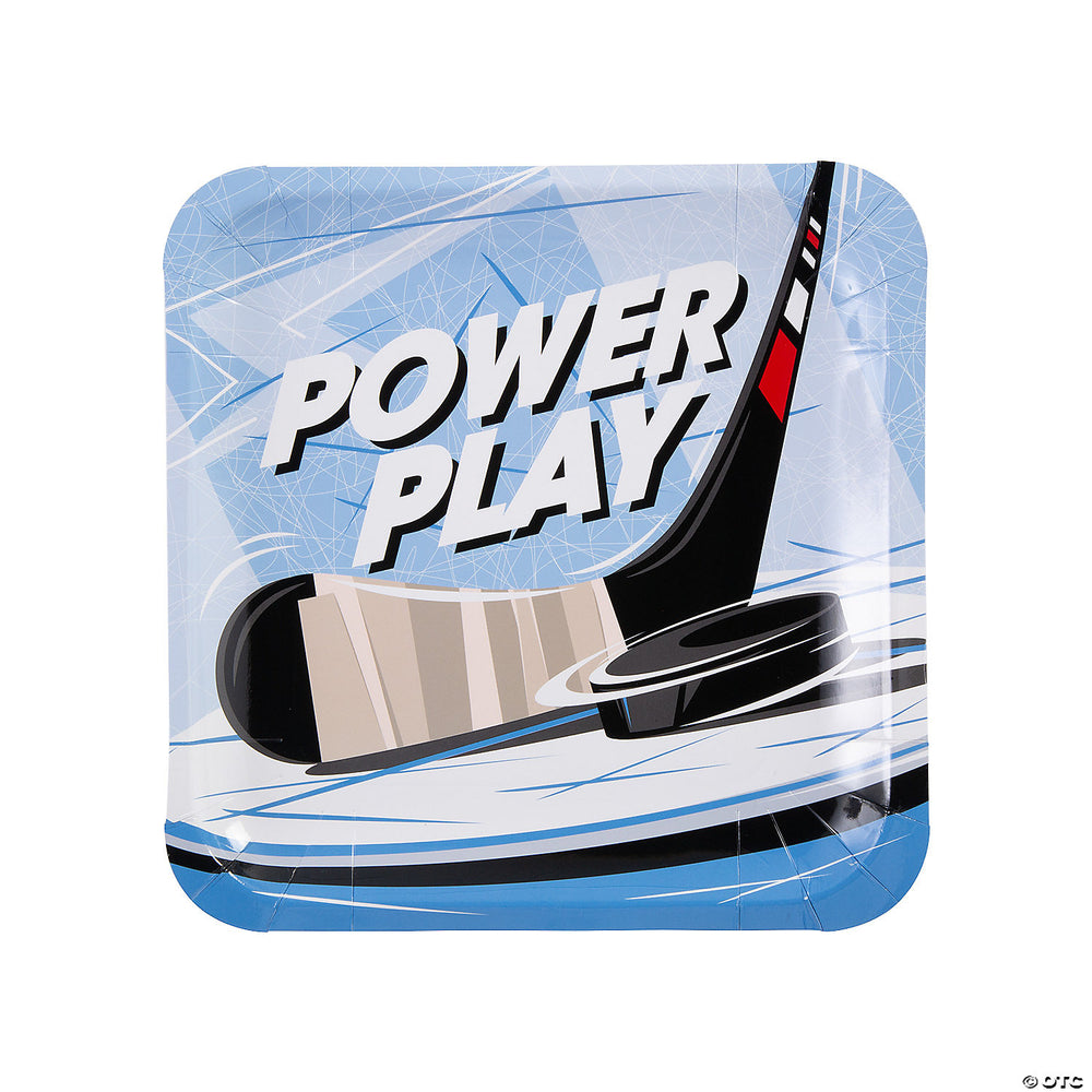 Hockey Square Paper Dinner Plates 8ct