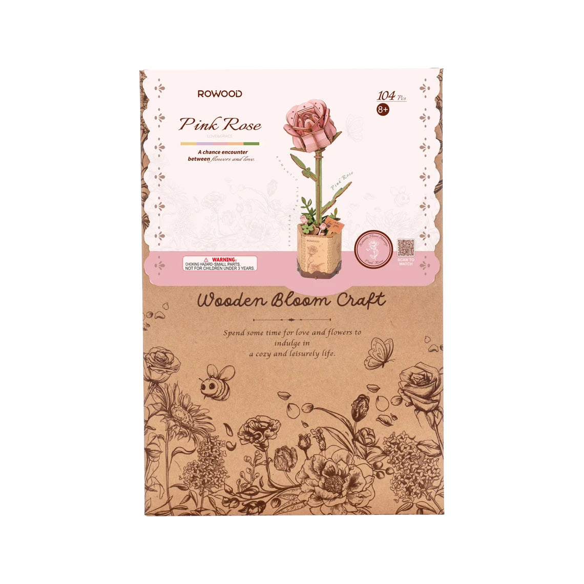 Modern Wooden Puzzle | Pink Rose