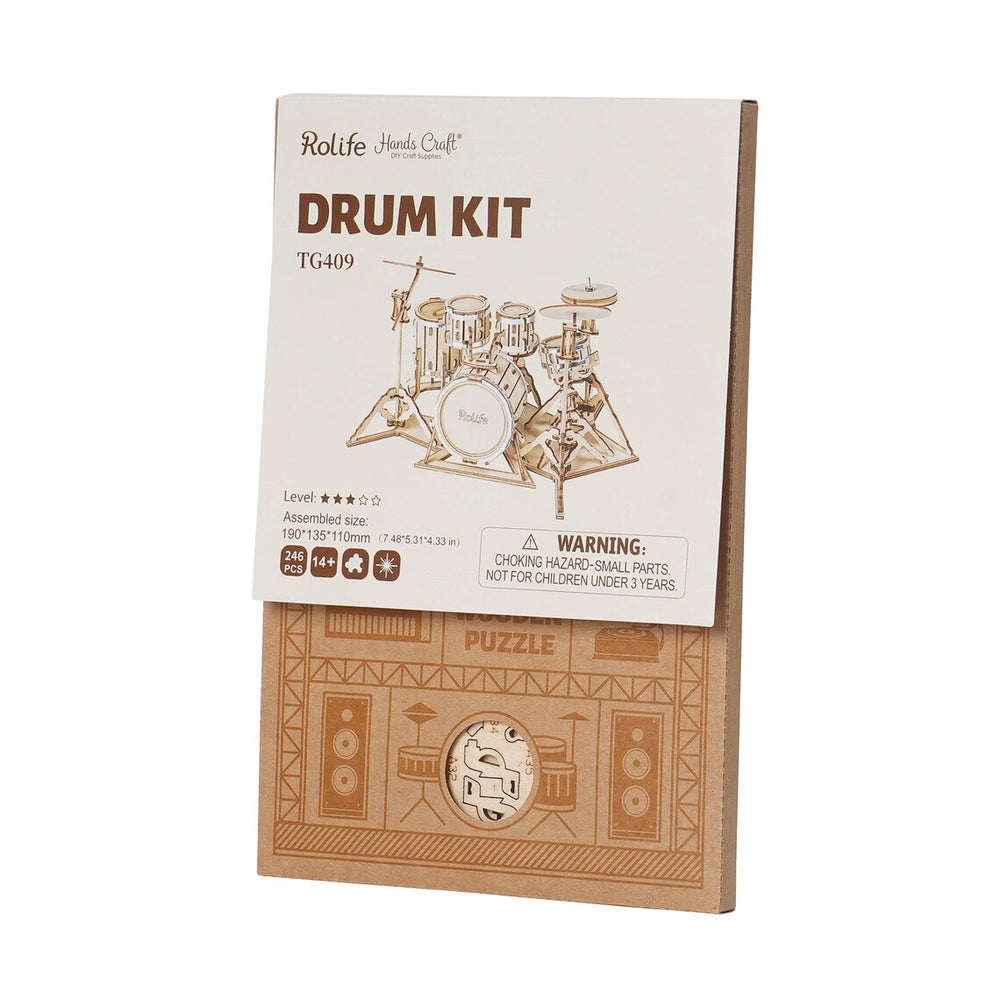 Drum Kit: 3D Laser Cut Wooden Puzzle Model