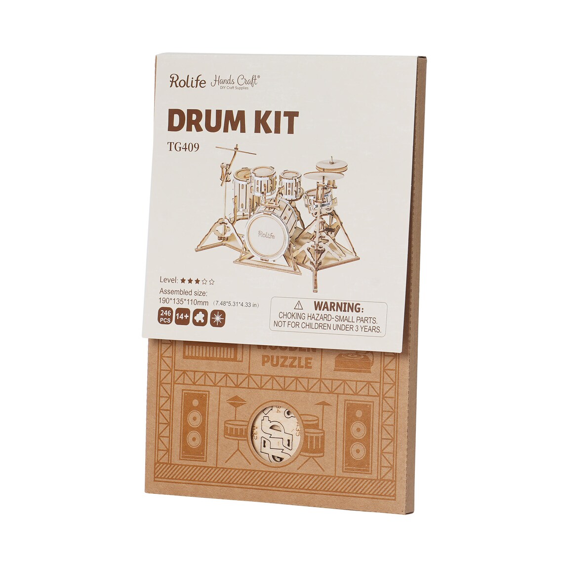Drum Kit: 3D Laser Cut Wooden Puzzle Model