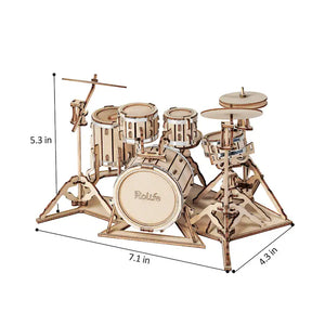Drum Kit: 3D Laser Cut Wooden Puzzle Model