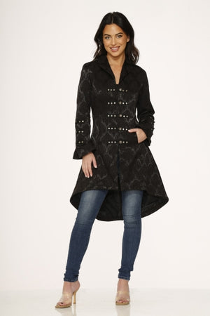 Women's Black Brocade Coat