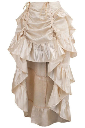 Ivory Brocade Adjustable High Low Bustle Skirt