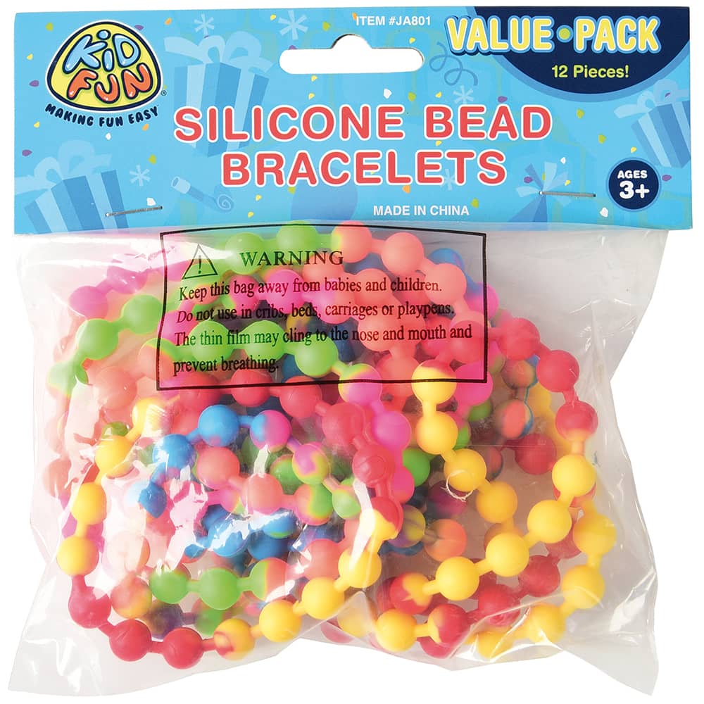 Rainbow Silicone Bead Bracelets 12ct