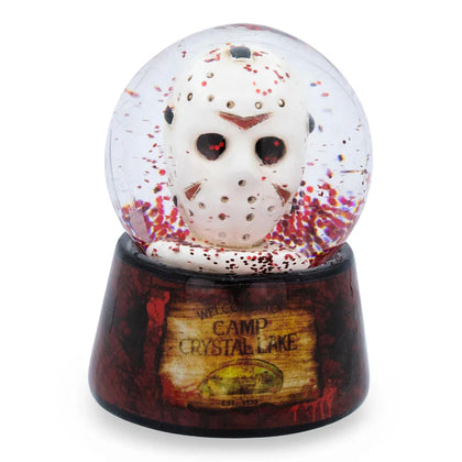 THANK GOODNESS IT'S FRIDAY  There is no place to hide when Jason Voorhees is on your trail. Now the masked slasher with an affinity for machetes can always keep a close eye on you. Evil rises again with this collectible mini snow globe that recalls the disturbing events that happen on Friday the 13th. The miniature hockey mask that sits inside the globe is painted with hardened wear and tear.  YOU'RE NOT EVEN SAFE IN SPACE