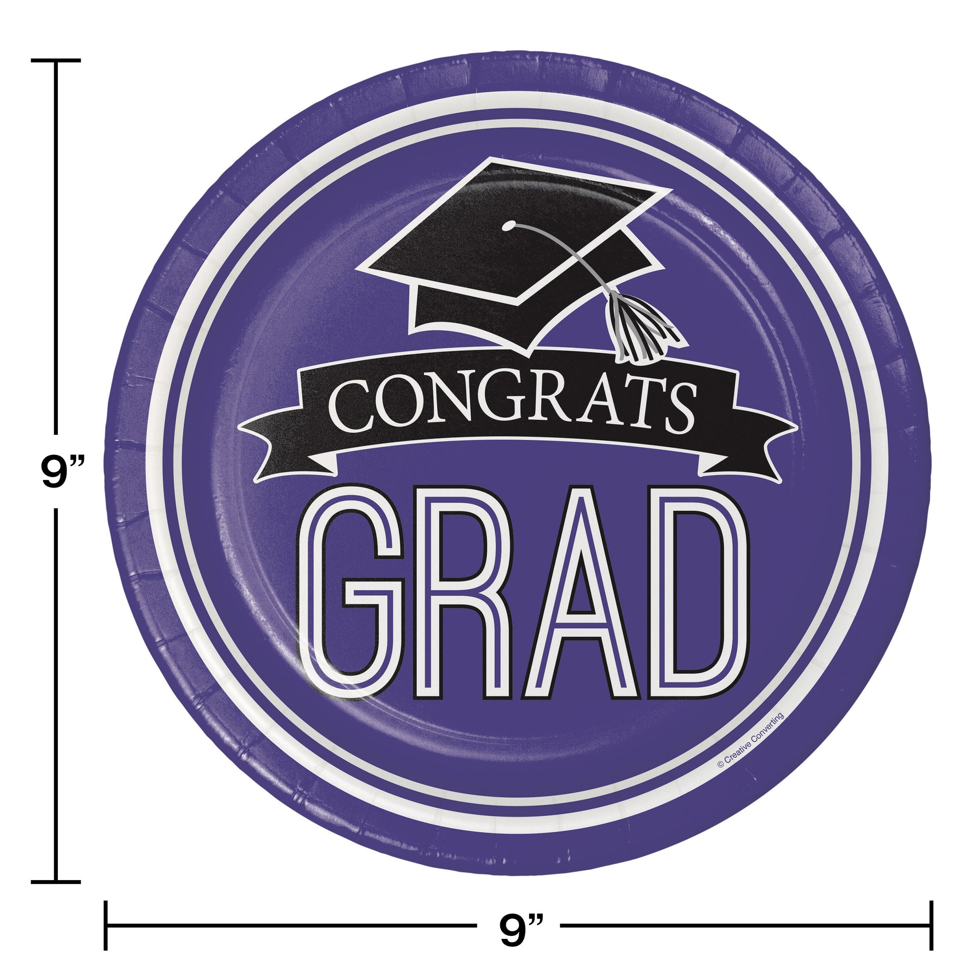 Purple 9in Paper Plates 18ct | Graduation