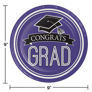 Purple 9in Paper Plates 18ct | Graduation