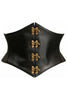 Lavish Black Faux Leather Corset Belt Cincher w/Clasps | Brass