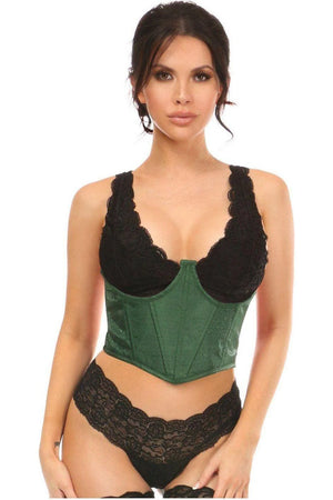 Lavish Dark Green Brocade Open Cup Waist Cincher